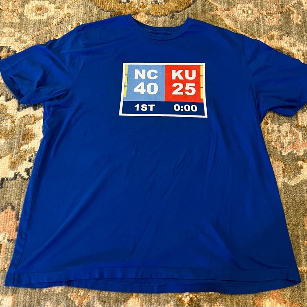 Kansas Jayhawks Barstool 2022 National Championship Shirt Blue Men’s Size XXL
